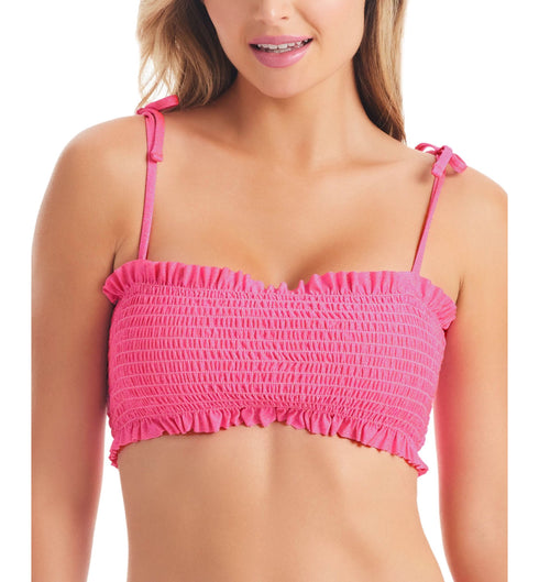 Women's Glitter Bomb Smocked Bandeau Bikini Top